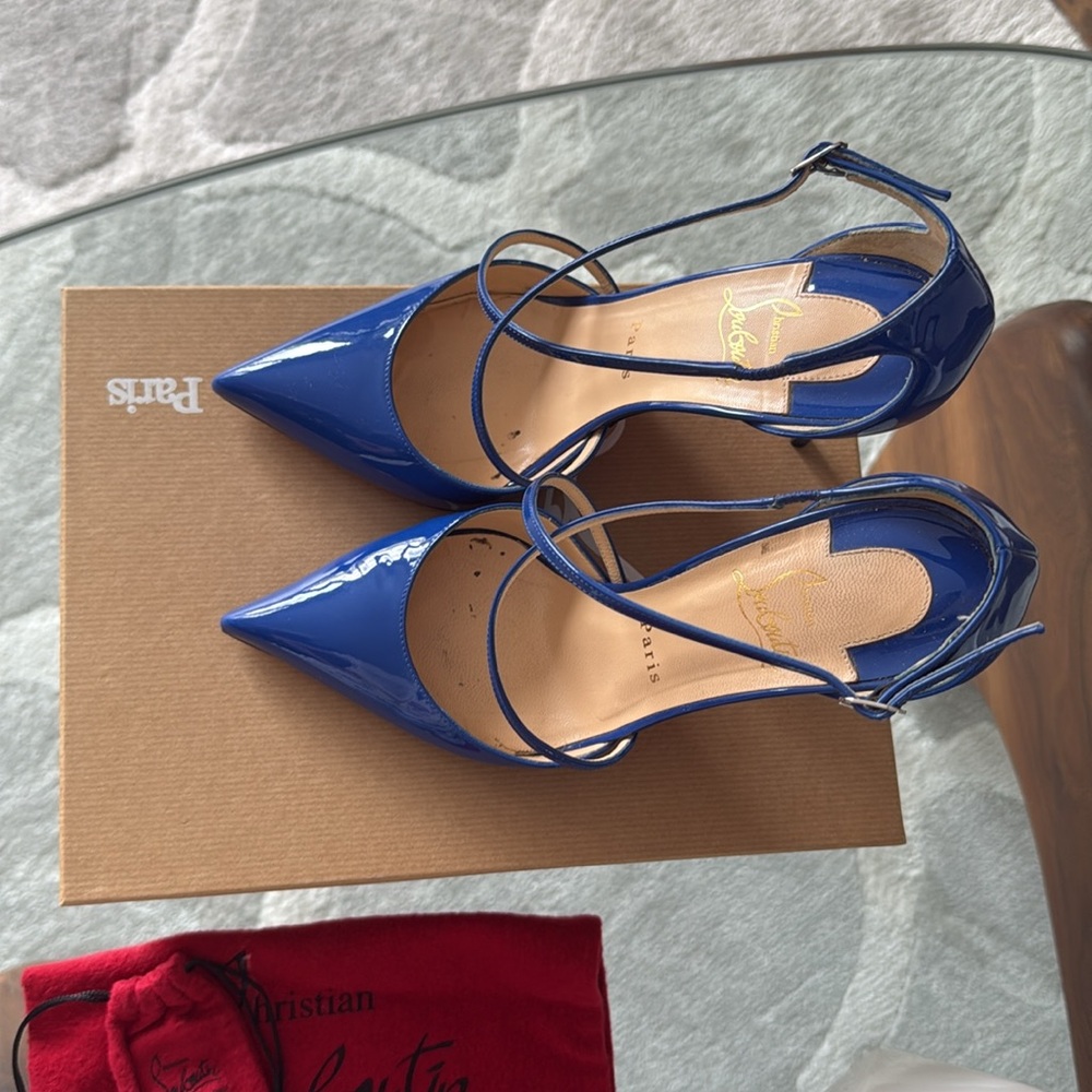 Christian Louboutin Women's Blue Patent Heels - Picture 4 of 6